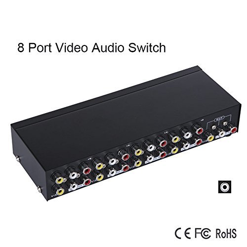 Product Cover Iseebiz Audio Video RCA Switch, 8 in 1 Out 8-Way AV Switch, Composite Video L/R Audio Selector, Metal Housing RCA Switcher for STB DVD DVR Analog TV Game Consoles Projector Home Speaker in Education