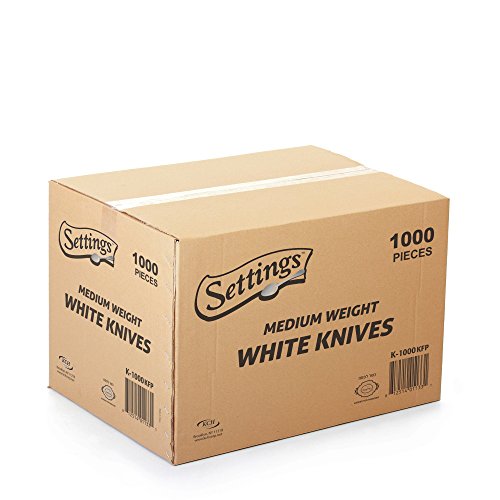 Product Cover [1000 Count] Settings Plastic White Knives, Practical Disposable Cutlery, Great For Home, Office, School, Party, Picnics, Restaurant, Take-out Fast Food, Outdoor Events, Or Every Day Use, 1 Box