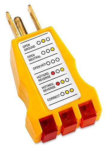 Product Cover Katzco Receptacle Tester - Ideal for 110-125 Vac 3 Wire Receptacles. Tester Indicates Open Ground, Open Hot, Open Neutral, Hot and Ground Reverse, Hot and Neutral Reverse and Correct