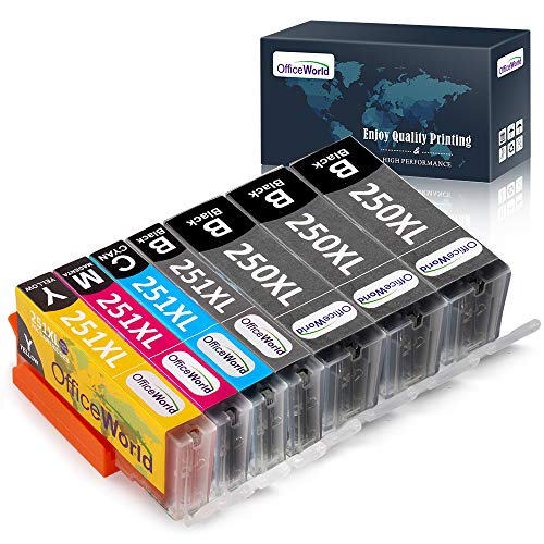 Product Cover OfficeWorld Compatible 250XL 251XL Ink Cartridges Replacement for Canon 250 251 PGI-250XL CLI-251XL, Compatible with Canon PIXMA MX922 MG7520 MG5520 MG5420 MG7120 MG6320 MG6620 IP8720 MG5620 Printer