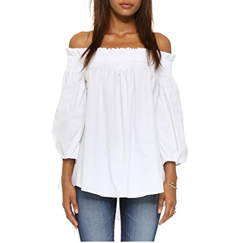 Product Cover ZANZEA Women's Off Shoulder Loose 3/4 Sleeve Ruched Tie Cuff Tops Tunic Shirt Blouse