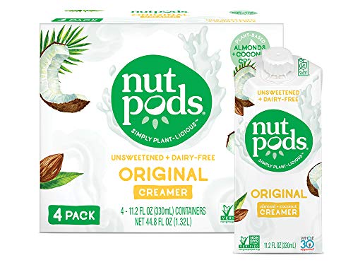 Product Cover nutpods Original, Unsweetened Dairy-Free Creamer, Whole30, Paleo, Keto, Non-GMO and Vegan, for Coffee, Tea and Cooking, Made from Almond and Coconut, 11.2 Fl Oz (Pack of 4)