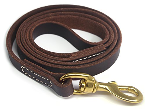 Product Cover YOGADOG Genuine Leather Dog Training Leash. 4/6 ft Length 3/5 inch Width for Medium and Large Dogs.(6 feet)