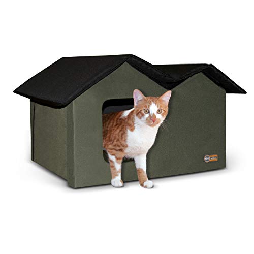 Product Cover K&H Pet Products Outdoor Heated Kitty House Extra-Wide Olive/Black 26.5