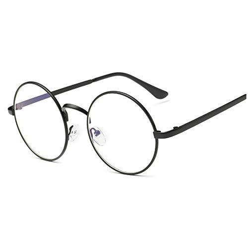 Product Cover Lovef Large Oversized Metal Frame Clear Lens Round Circle Vintage Eye Glasses 5.42inch (Black)