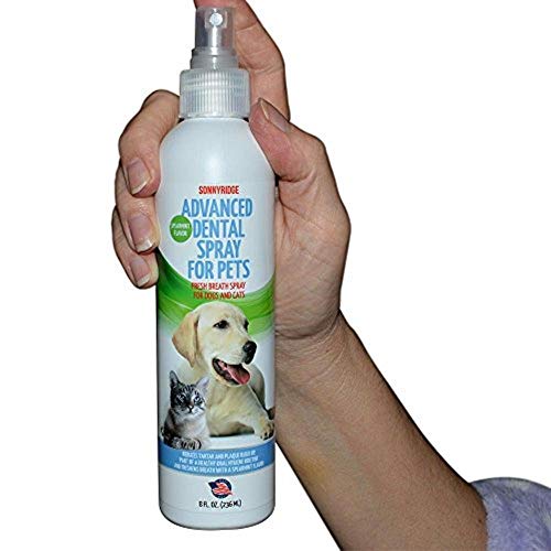 Product Cover Sonnyridge Dog Dental Spray Removes Tartar, Plaque and Freshens Breath Instantly. The Most Advanced Dental Spray for Healthy Teeth, Gums and Oral Health Care for Your Dog, Cat or Pet - 1-8 oz. Bottle