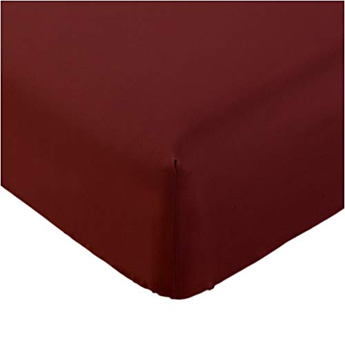 Product Cover Mellanni Fitted Sheet Queen Burgundy - Brushed Microfiber 1800 Bedding - Wrinkle, Fade, Stain Resistant - Hypoallergenic - 1 Fitted Sheet Only (Queen, Burgundy)