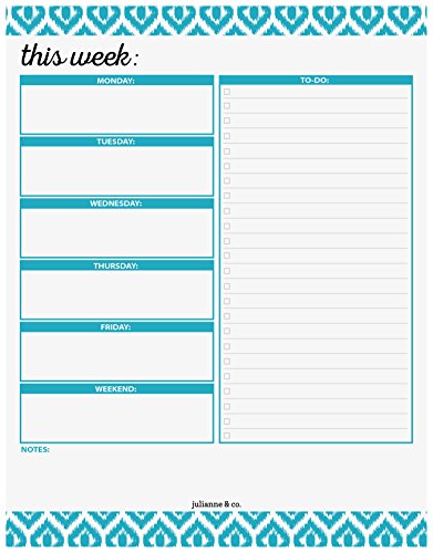 Product Cover Weekly Planner Pad by Julianne & Co - Premium Weekday & Weekend Task Organizer, Undated Appointment & to-Do Tear-Away Notepad, Organize & Plan Chores & Meetings - 8.5