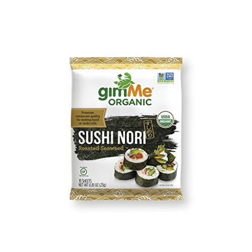 Product Cover gimMe Snacks | Organic Roasted Seaweed | Sushi Nori | 0.81 Ounce - (1 Pack of 10 sheets) | non GMO, Gluten Free, Keto, Paleo