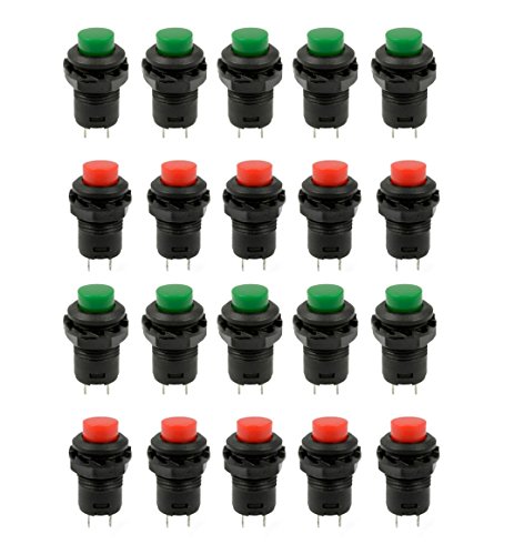 Product Cover Honbay 20 Pcs 1.2inch Thread Green & Red Cap SPST Latching Type Push Button Switch Off-ON