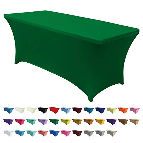Product Cover ABCCANOPY 30+ Colors Spandex Table Cover 6 ft. Fitted Polyester Tablecloth Stretch Spandex Tablecover-Table Toppers(Forest Green)