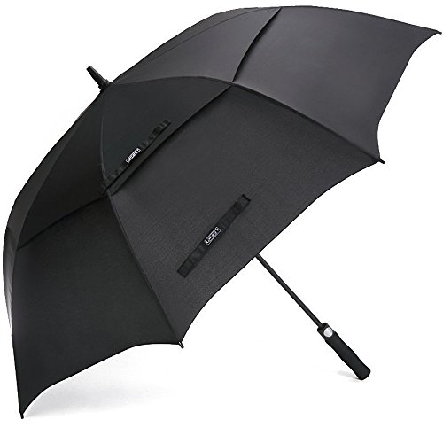 Product Cover G4Free 62 Inch Automatic Open Golf Umbrella Extra Large Oversize Double Canopy Vented Windproof Waterproof Stick Umbrellas (Black)