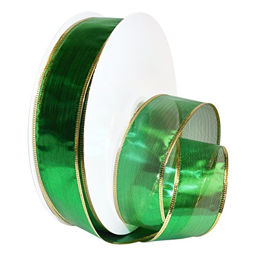 Product Cover Morex Ribbon Gleam Wired Metallic Sheer Ribbon, 1.5-in x 50-Yd, Emerald