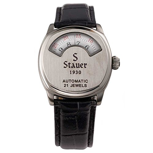 Product Cover Stauer Men's Automatic Movement 1930 Dashtronic Watch with Genuine Black Leather Band