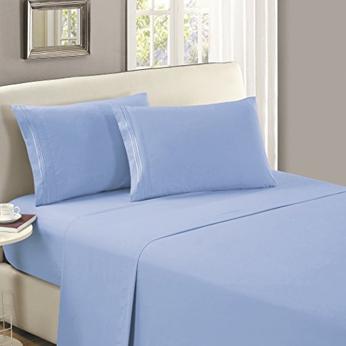 Product Cover Mellanni Flat Sheet Queen Blue Hydrangea - Brushed Microfiber 1800 Bedding Top Sheet - Wrinkle, Fade, Stain Resistant - Ultra Soft - Hypoallergenic (Queen, Blue Hydrangea)