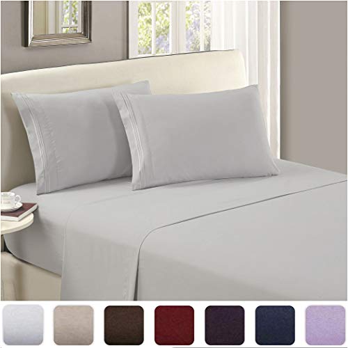 Product Cover Mellanni Flat Sheet King Light Gray - Brushed Microfiber 1800 Bedding Top Sheet - Wrinkle, Fade, Stain Resistant - Ultra Soft - 1 Flat Sheet Only (King, Light Gray)