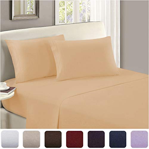 Product Cover Mellanni Luxury Flat Sheet - Brushed Microfiber 1800 Bedding Top Sheet - Wrinkle, Fade, Stain Resistant - Ultra Soft - Hypoallergenic - 1 Flat Sheet Only (California King, Beige)