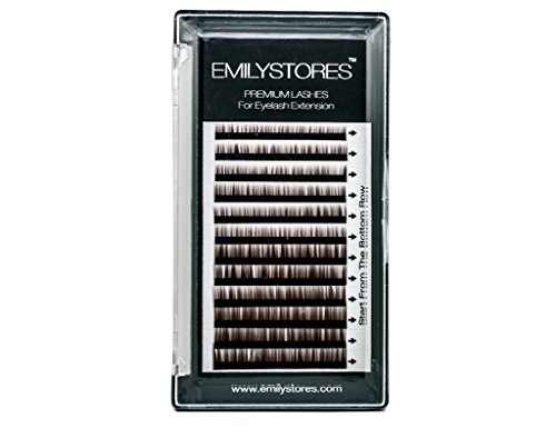 Product Cover EMILYSTORES Lash Eyebrow Extensions Color Brown Thickness 0.10 mm Length 5/6/7/8MM Mixed Sizes One Tray