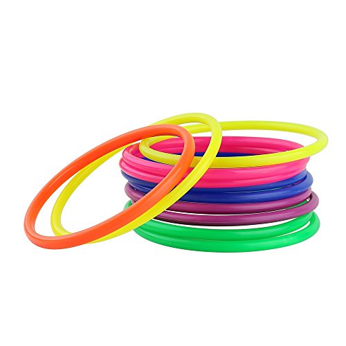 Product Cover Crystallove Plastic Multicolor Toss Rings for Carnival, Garden, Backyard, Outdoor Games, 12 Piece
