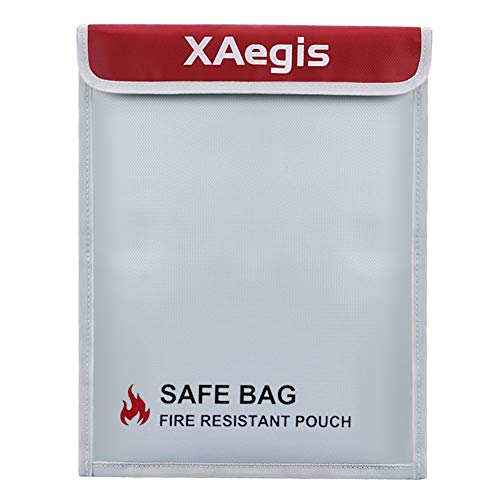 Product Cover XAegis Fireproof Document Bag, Waterproof File Storage Bag 1110℉ Fire Resistant Envelope Pouch for Money and Valuables 15X11 Inches DB09