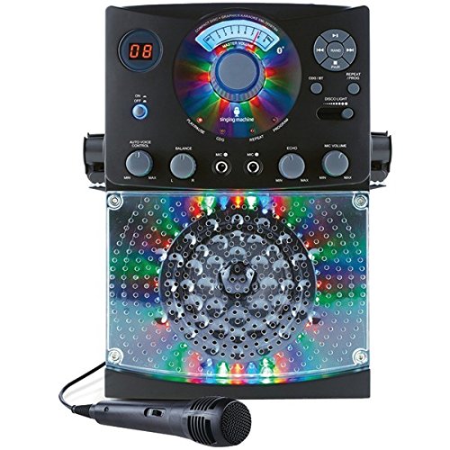 Product Cover Singing Machine SML385BTBK Bluetooth Karaoke System with LED Disco Lights, CD+G, USB, and Microphone, Black [Amazon Exclusive]
