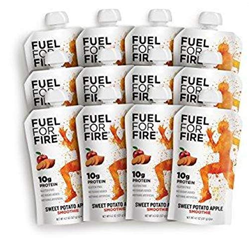 Product Cover Fuel For Fire - Sweet Potato Apple (12 Pack) Fruit & Protein Smoothie Squeeze Pouch | Perfect for Workouts, Kids, Snacking - Gluten-Free, Soy-Free, Kosher (4.5 ounce pouches)