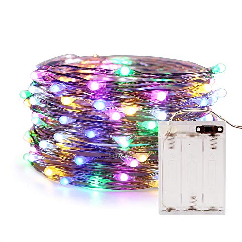 Product Cover Fairy Lights, ANJAYLIA 10Ft/3M 30leds Multi Color LED String Lights Party Home Festival Valentine's Day Decorations Battery Operated Lights(RGB)