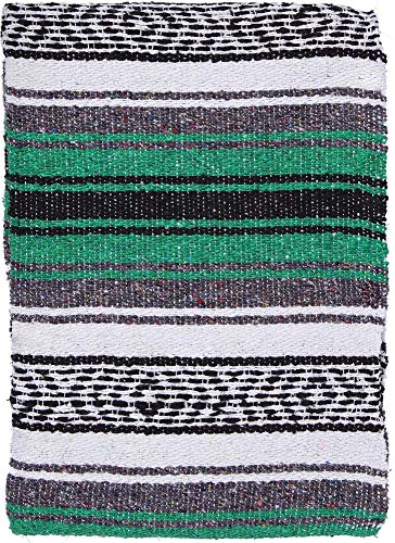 Product Cover El Paso Designs Mexican Yoga Blanket Colorful 51in x 74in Studio Mexican Falsa Blanket Ideal for Yoga, Camping, Picnic, Beach Blanket, Bedding, Home Decor Soft Woven (Green)