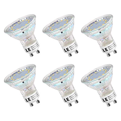 Product Cover LE GU10 LED Light Bulbs, Non Dimmable, 50W Halogen Equivalent, 5000K Daylight White Natural Light, 3W 350lm, 120 Degree Flood Beam Angle, LED Bulb Replacement for Recessed Lighting Fixture, Pack of 6