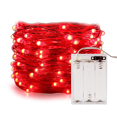 Product Cover String Lights,ANJAYLIA 16.5Ft/5M 50leds Bright light Party Home Festival Decorations Battery Operated Lights(Red)