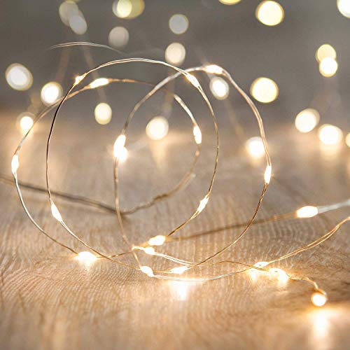 Product Cover LED String Lights, ANJAYLIA 16.5Ft/5M 50leds Battery Operated Fairy Lights for Garden Home Party Wedding Festival Decorations(Warm White)