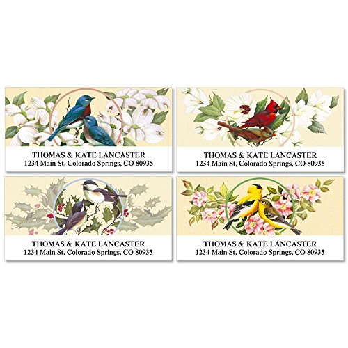 Product Cover Birds & Blossoms Self-Adhesive, Flat-Sheet Deluxe Address Labels (4 Designs)