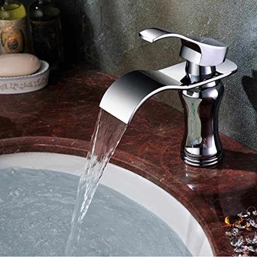 Product Cover Yodel Single Handle Waterfall Bathroom Vanity Sink Faucet (Chrome Curve)