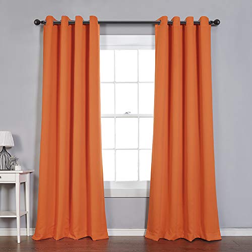 Product Cover MYSKY HOME Solid Grommet top Thermal Insulated Window Blackout Curtains, 52 x 84 Inch, Orange, 1 Panel