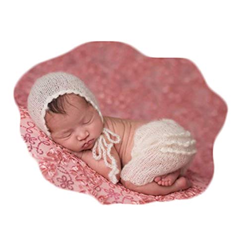 Product Cover Fashion Cute Newborn Boy Girls Baby Costume Outfits Photography Props Hat Pants (White)
