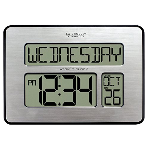 Product Cover La Crosse Technology 513-1419BLv4-INT Backlight Atomic Full Calendar Clock with Extra Large Digits - Perfect Gift for the Elderly