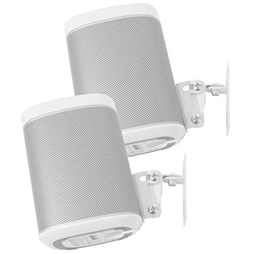 Product Cover 2 x SONOS Play 1 Wall Mount, Twin Pack, (NOT Compatible with SONOS ONE) Adjustable Swivel & Tilt Mechanism, 2 Brackets for Play:1 Speaker with Mounting Accessories, White