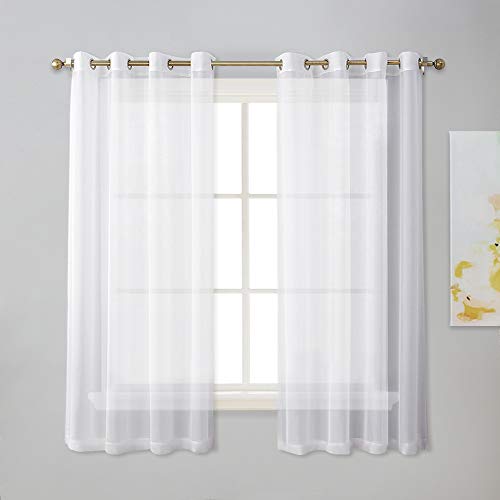 Product Cover NICETOWN Sheer Window Panel Curtains - Grommet Top Sheer Drapes for Windows (2-Pack, 54 Wide x 63 inches Long, White)