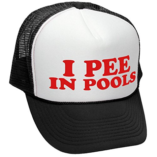 Product Cover I Pee in Pools Funny Dare Gag Gift Joke - Adult Trucker Cap Hat, Black