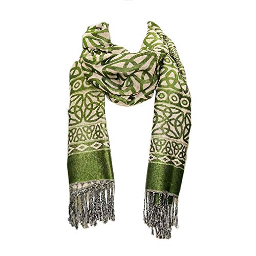 Product Cover Ladies Celtic Heritage Scarf, Ancient Celtic Style Design, Moss Green
