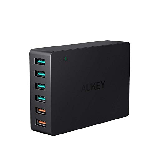 Product Cover AUKEY Quick Charge 3.0 6-Port USB Wall Charger, 60W USB Charging Station Compatible with Samsung Galaxy Note8, iPhone 11/11 Pro/Max, iPad Pro/Air, LG, Nexus, HTC and More
