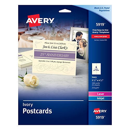 Product Cover Avery Ivory Postcards for Inkjet Printers, 4-1/4x5-1/2, Pack of 100 (5919)