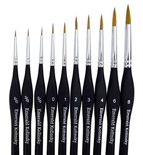 Product Cover Best Professional Siberian Kolinsky Sable Detail Paint Brush, Value Set of 10, Miniature Brushes Will Keep a Fine Point and Spring, For Watercolor, Oil, Acrylic, Nail Art & Models