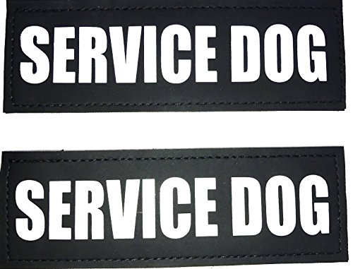Product Cover Albcorp Reflective Service Dog Patches with Hook Backing for Service Animal Vests /Harnesses Large (6 X 2) Inch