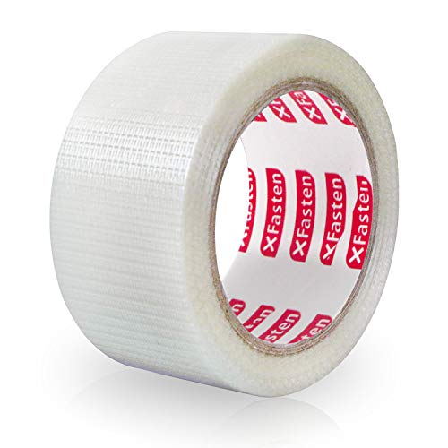 Product Cover XFasten Filament Duct Tape, Transparent, 2 Inches x 30 Yards, Extreme Fiberglass Reinforced Cross Strapping Tape
