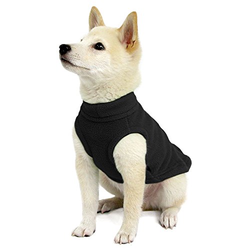 Product Cover Gooby - Stretch Fleece Vest, Pullover Fleece Vest Jacket Sweater for Dogs, Black, Medium