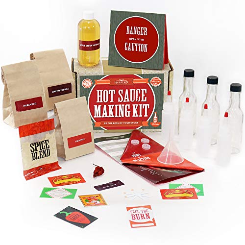 Product Cover Hot Sauce Kit (Makes 7 Lip Smacking Gourmet Bottles) Featuring Heirloom Peppers From 5th Generation Farmers, A Full Set Of Recipes, Storing Bottles & More!