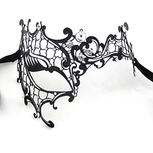 Product Cover Xvevina Women's Halloween Black Metal Luxury Half Phantom Masquerade Mask