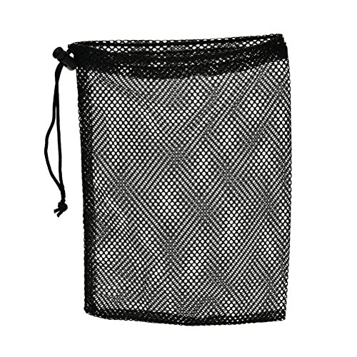 Product Cover Suriel Durable Nylon Mesh Bag with Sliding Drawstring Cord Lock Closure,Large Black Mesh Bag for Golf Tennis Balls,Gym,Shower,Washing Toys,Swimming,Beach,12×7.5 Inch
