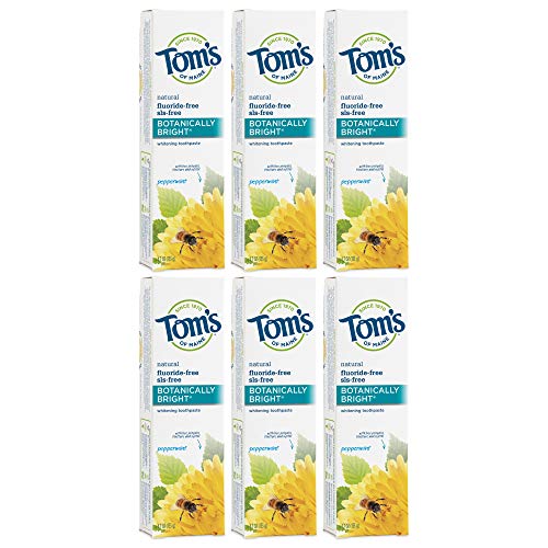 Product Cover Tom's of Maine Natural Fluoride Free Botanically Bright Toothpaste, Peppermint, 4.7 Ounce, Pack of 6